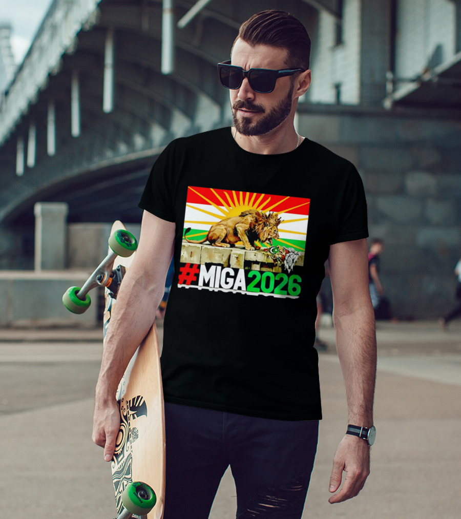 #MIGA 2026 Lion With Kurdistan Flag And Sun T-Shirt