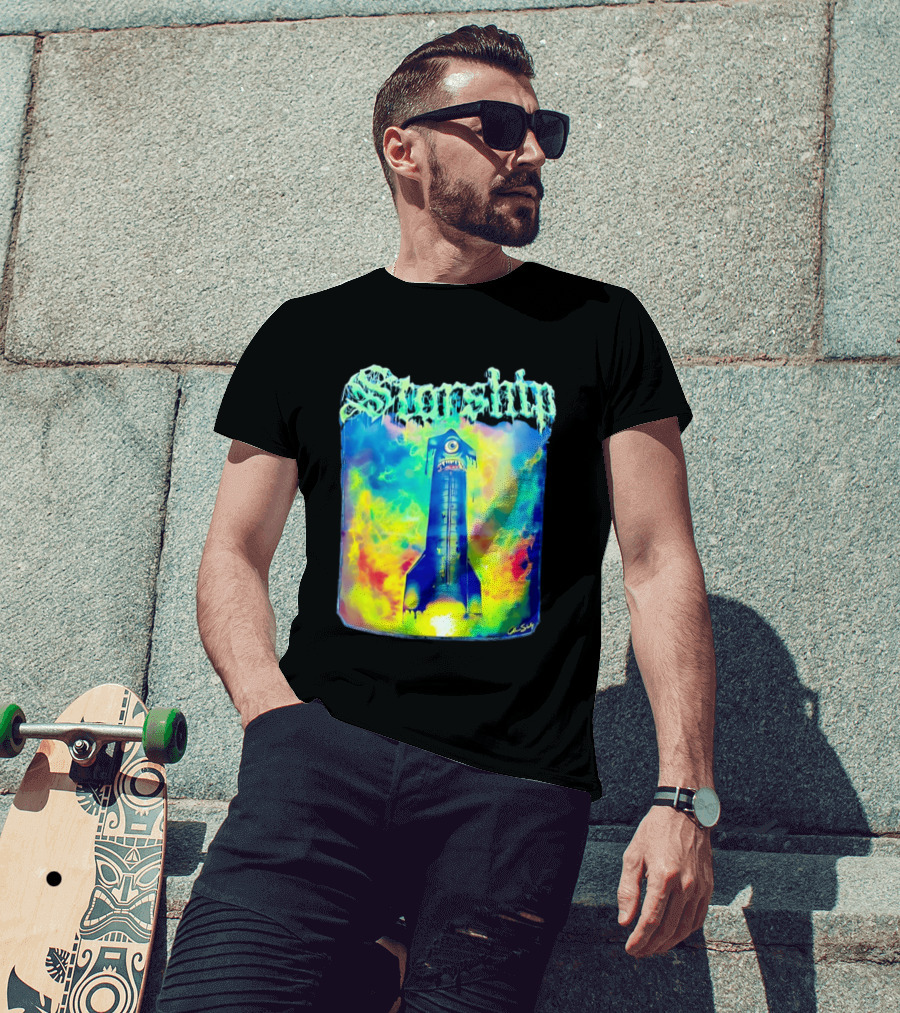 Starship Colorful Cyclops Monster Rocket Explosion T-Shirt