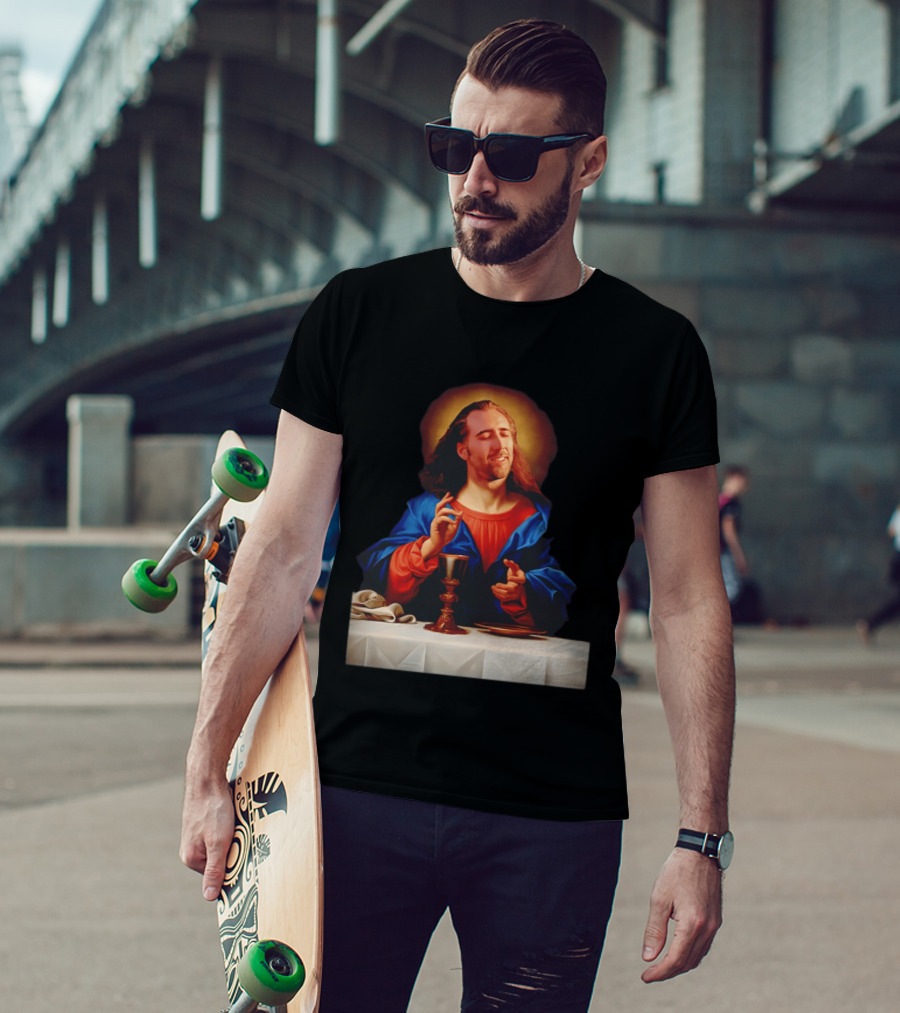 Nic Cage Jesus Iconic Meme Mashup T-Shirt
