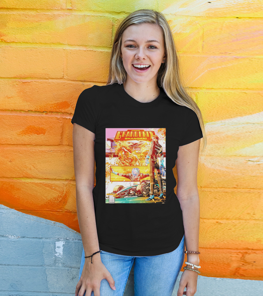 Chinese Grand Prix Shanghai Anime Style With Race Car And Driver T-Shirt