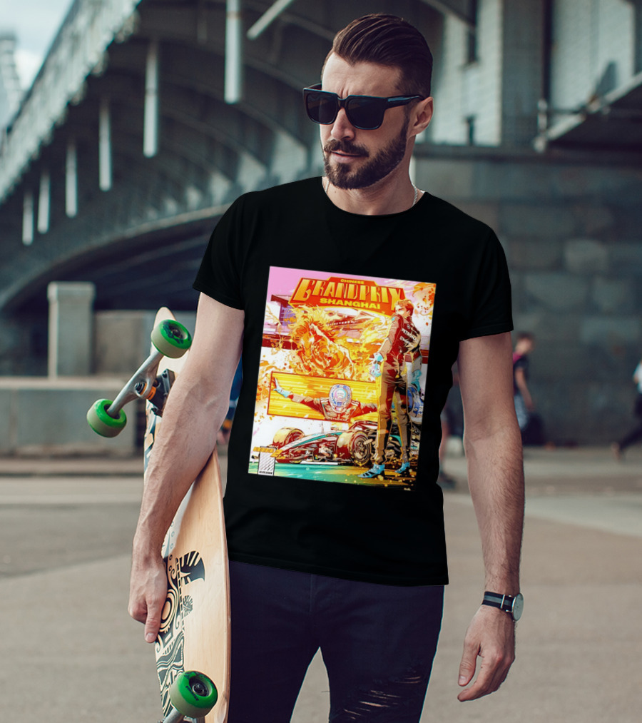 Chinese Grand Prix Shanghai Anime Style With Race Car And Driver T-Shirt