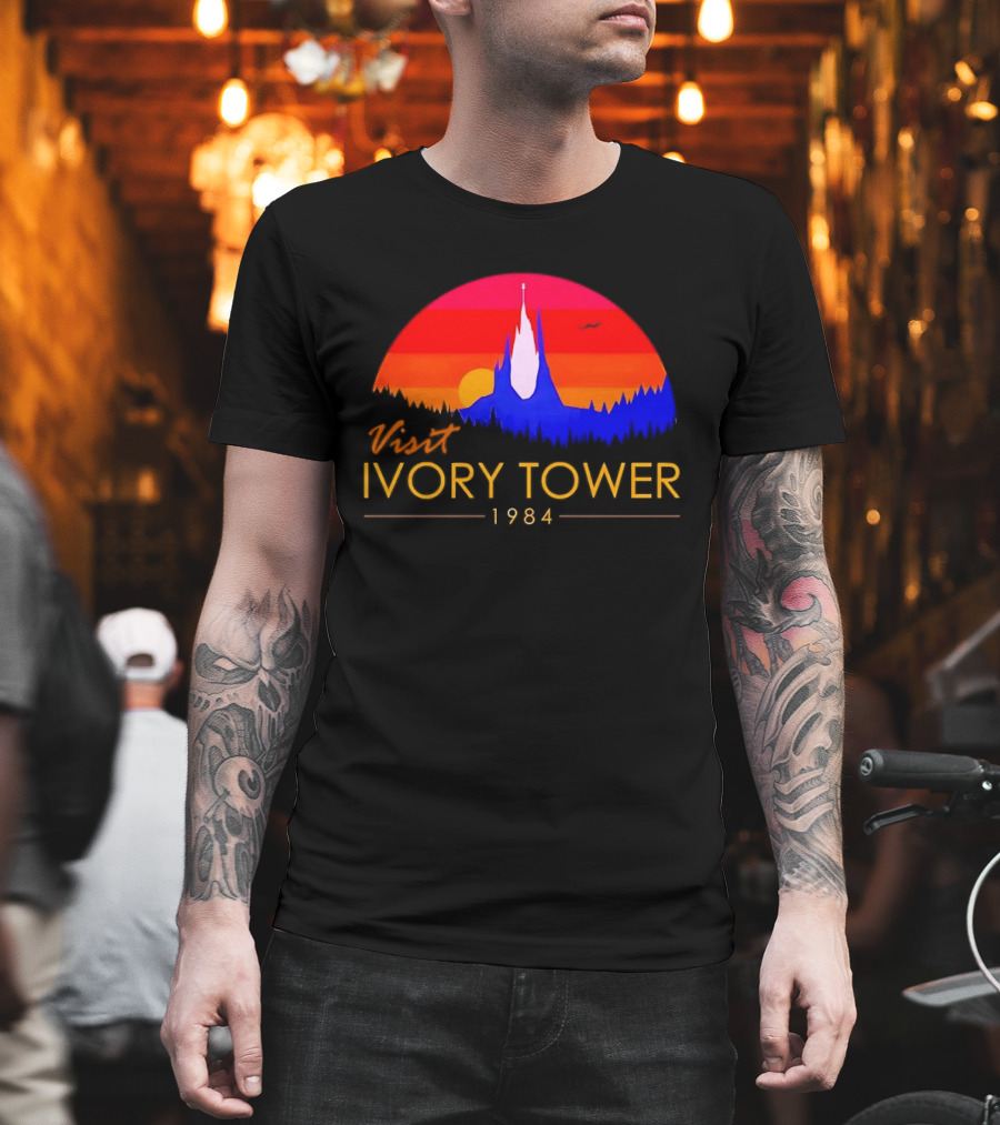 Visit Ivory Tower 1984 Sunset Silhouette The Neverending Story T-Shirt