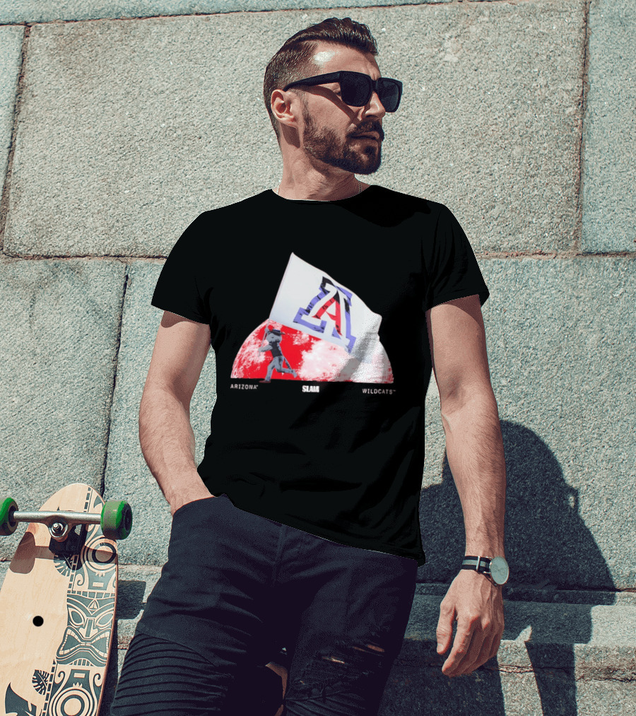 Arizona Wildcats Flag On The Moon SLAM Magazine T-Shirt