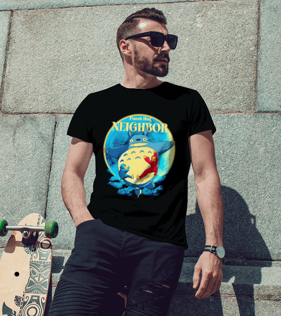 Punch Hug Neighbor Totoro Embrace With Two Punch Monkey T-Shirt