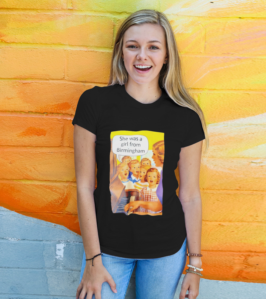 She Was A Girl From Birmingham Retro Comic Style Classroom Scene T-Shirt