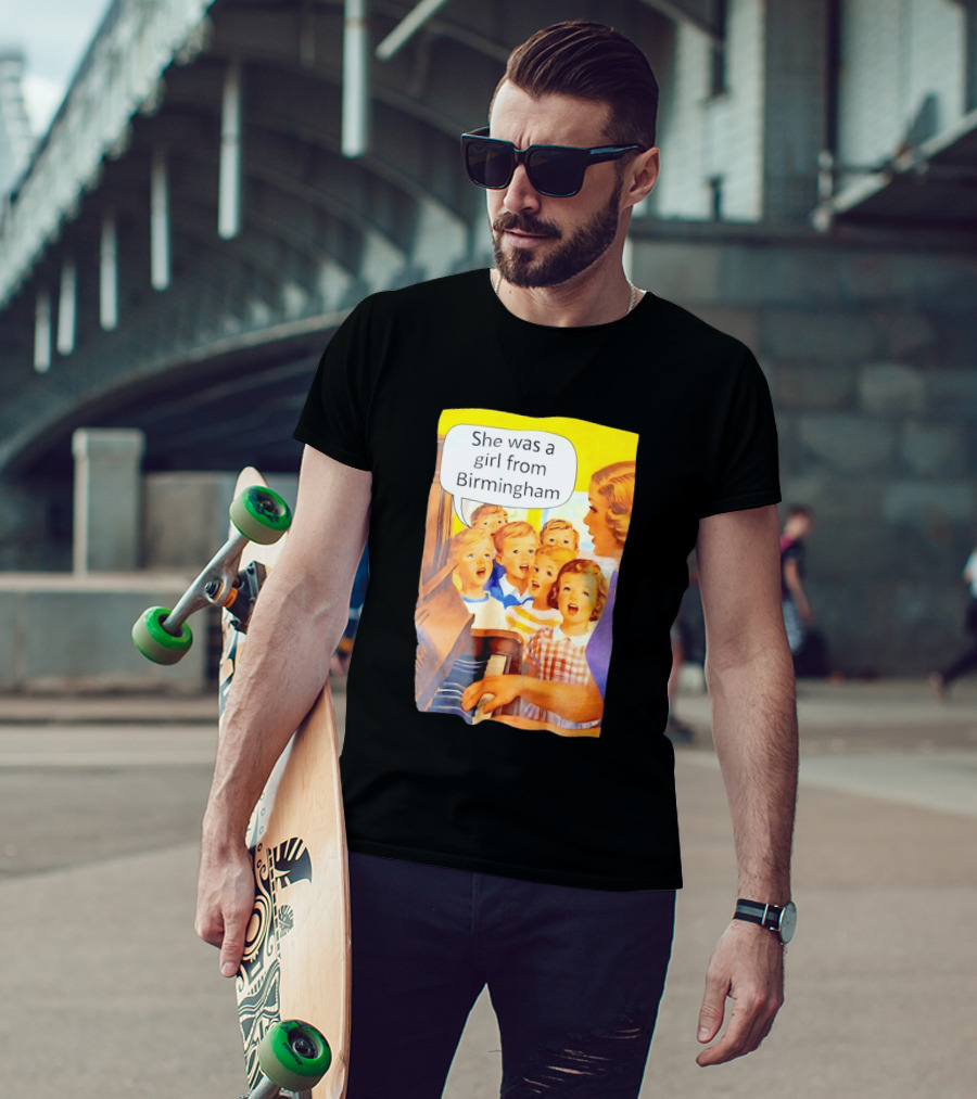 She Was A Girl From Birmingham Retro Comic Style Classroom Scene T-Shirt