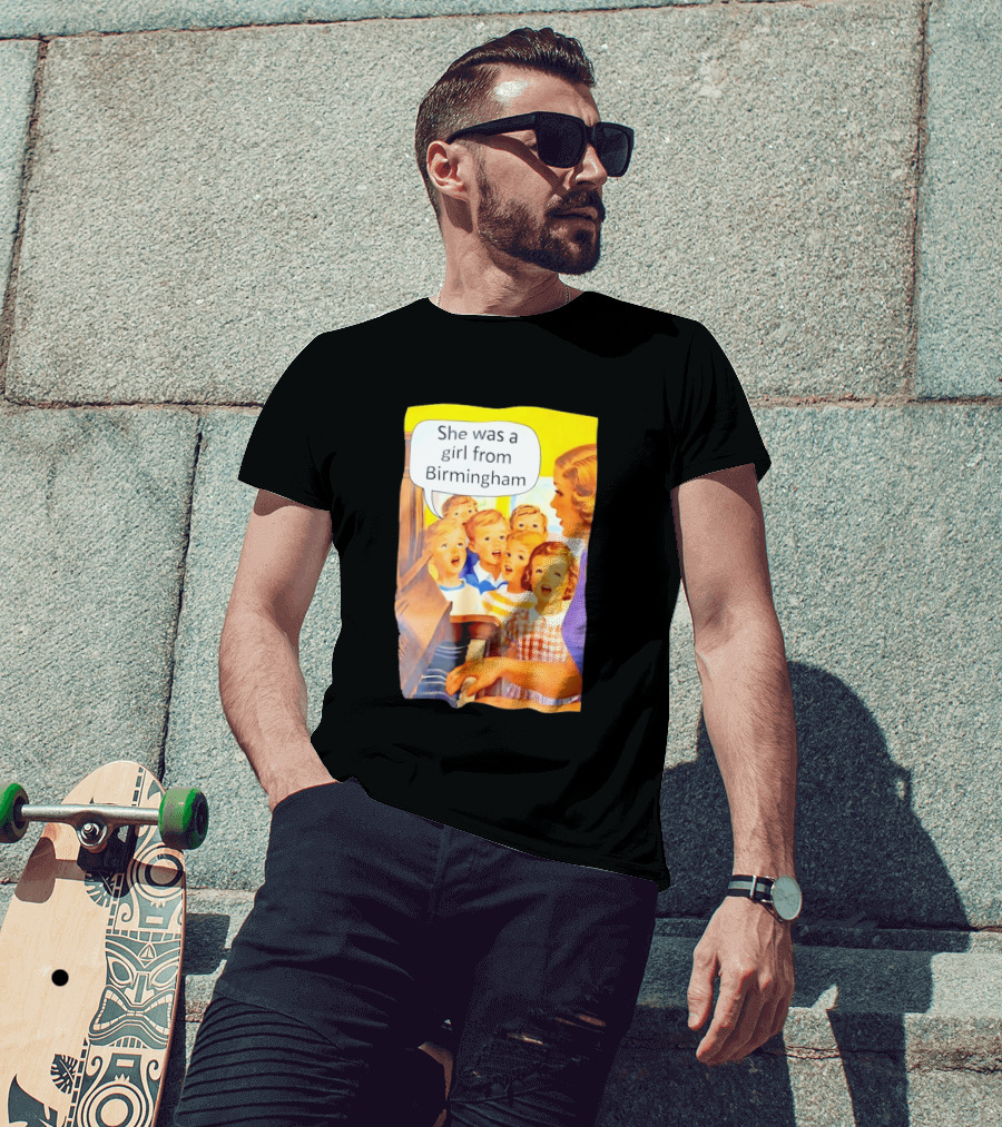 She Was A Girl From Birmingham Retro Comic Style Classroom Scene T-Shirt