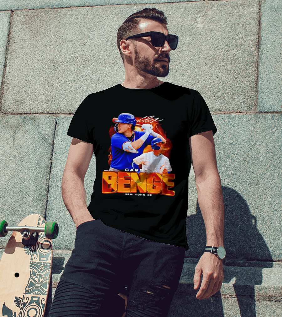 Carson Benge New York Mets NYM Baseball Collage T-Shirt