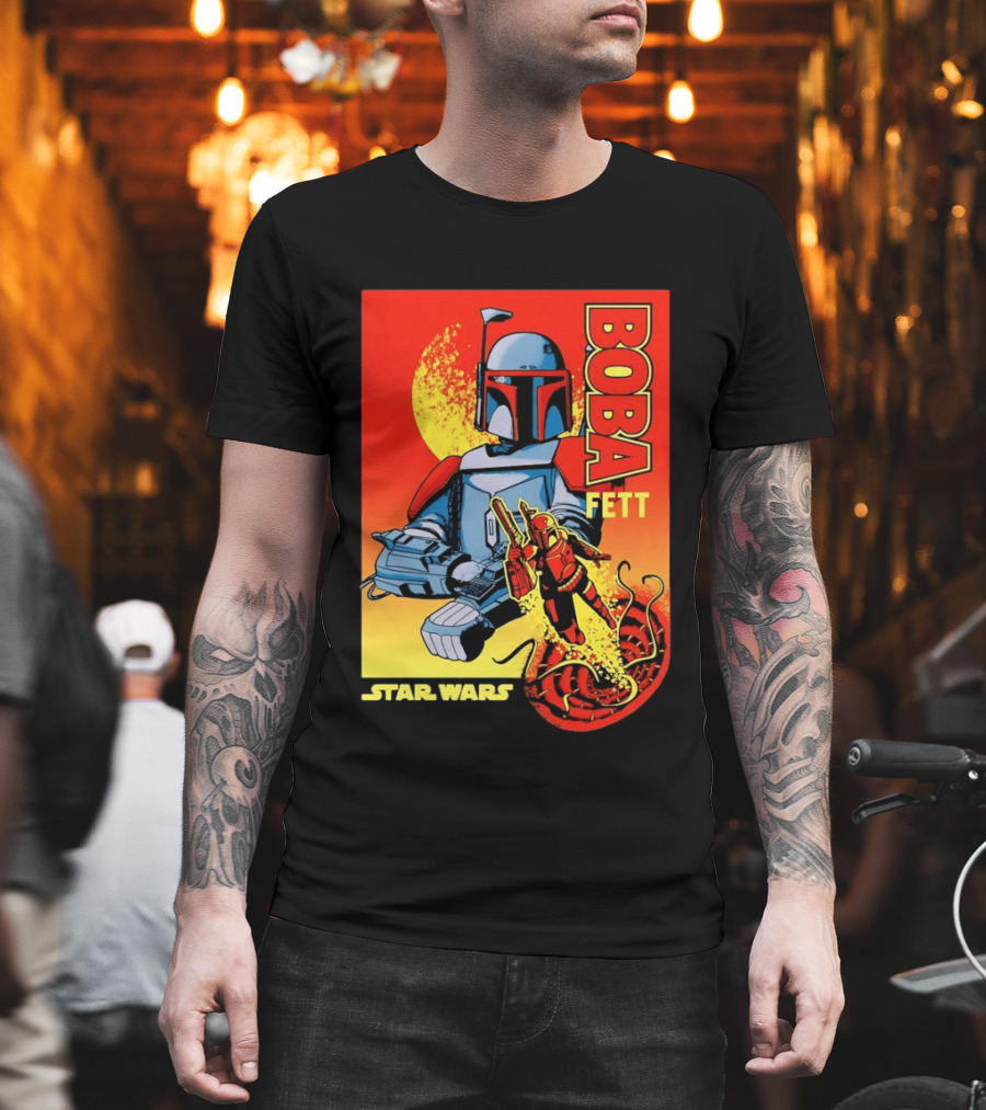 Star Wars Boba Fett Sarlacc Escape Retro Comic T-Shirt