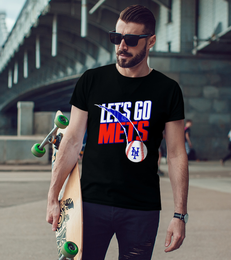 New York Mets Let's Go Mets Baseball Royal Splitter T-Shirt