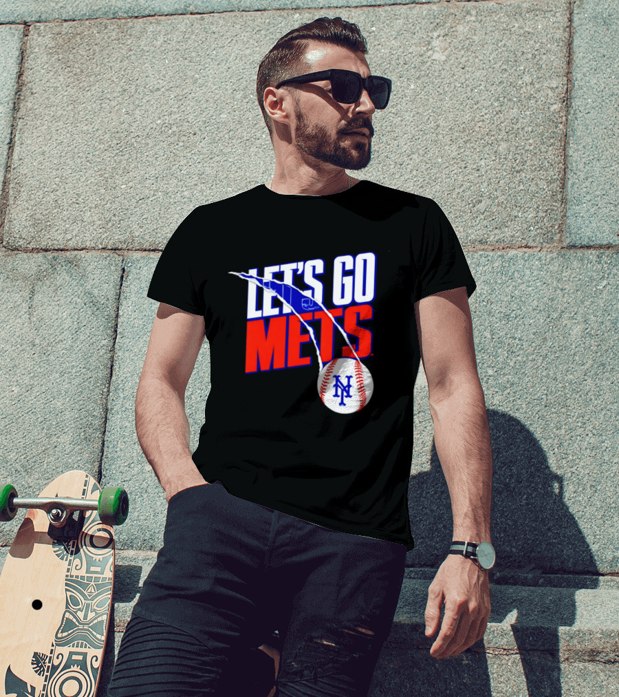 New York Mets Let's Go Mets Baseball Royal Splitter T-Shirt