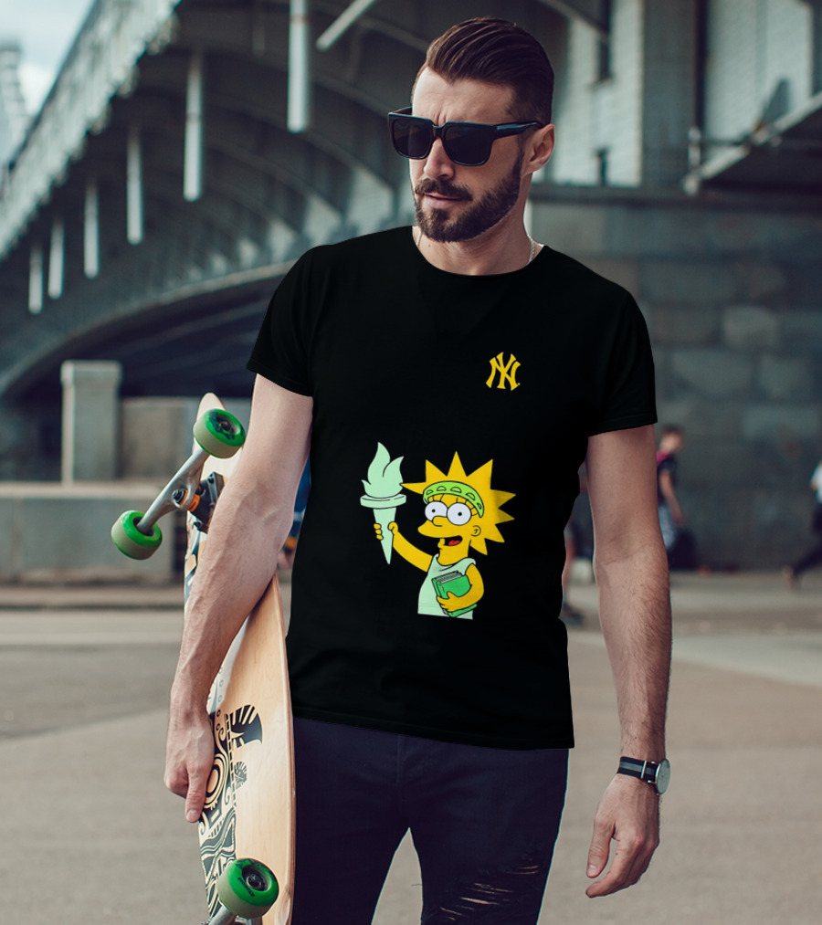 New York Yankees Simpsons Lisa Statue Of Liberty 2026 Iconic Collaboration T-Shirt