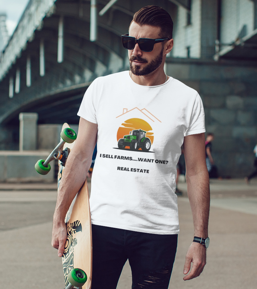 I Sell Farms Want One Real Estate Sunset Tractor House Shape T-Shirt