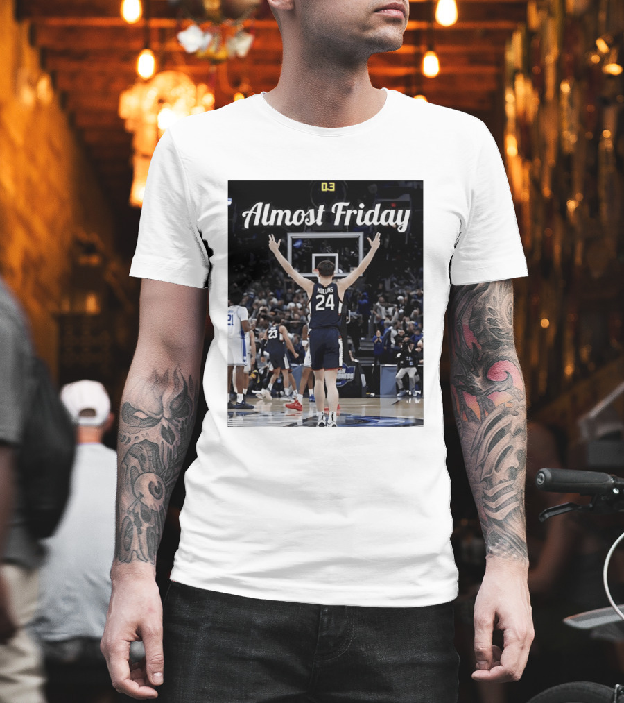 UConn Huskies March Madness Almost Friday Basketball Court Triumph T-Shirt