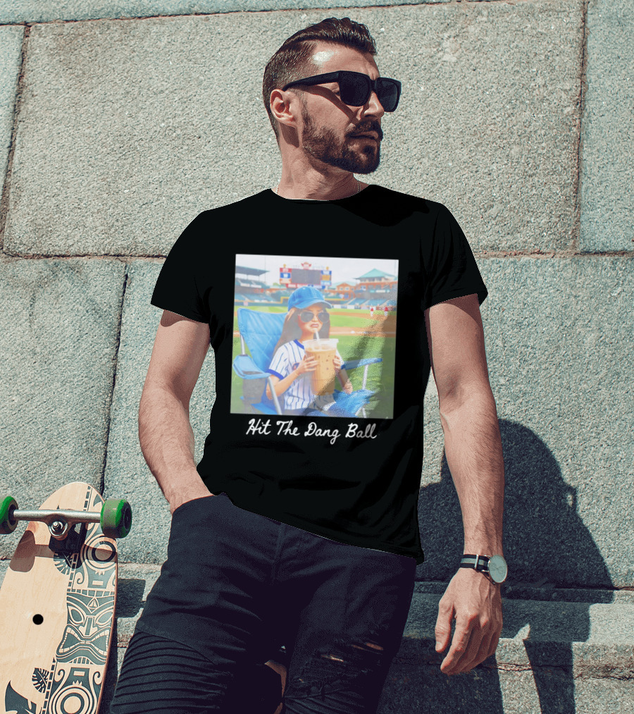 Barbie Ballfield Dark Hit The Dang Ball Baseball Stadium Scene With Player And Large Drink T-Shirt