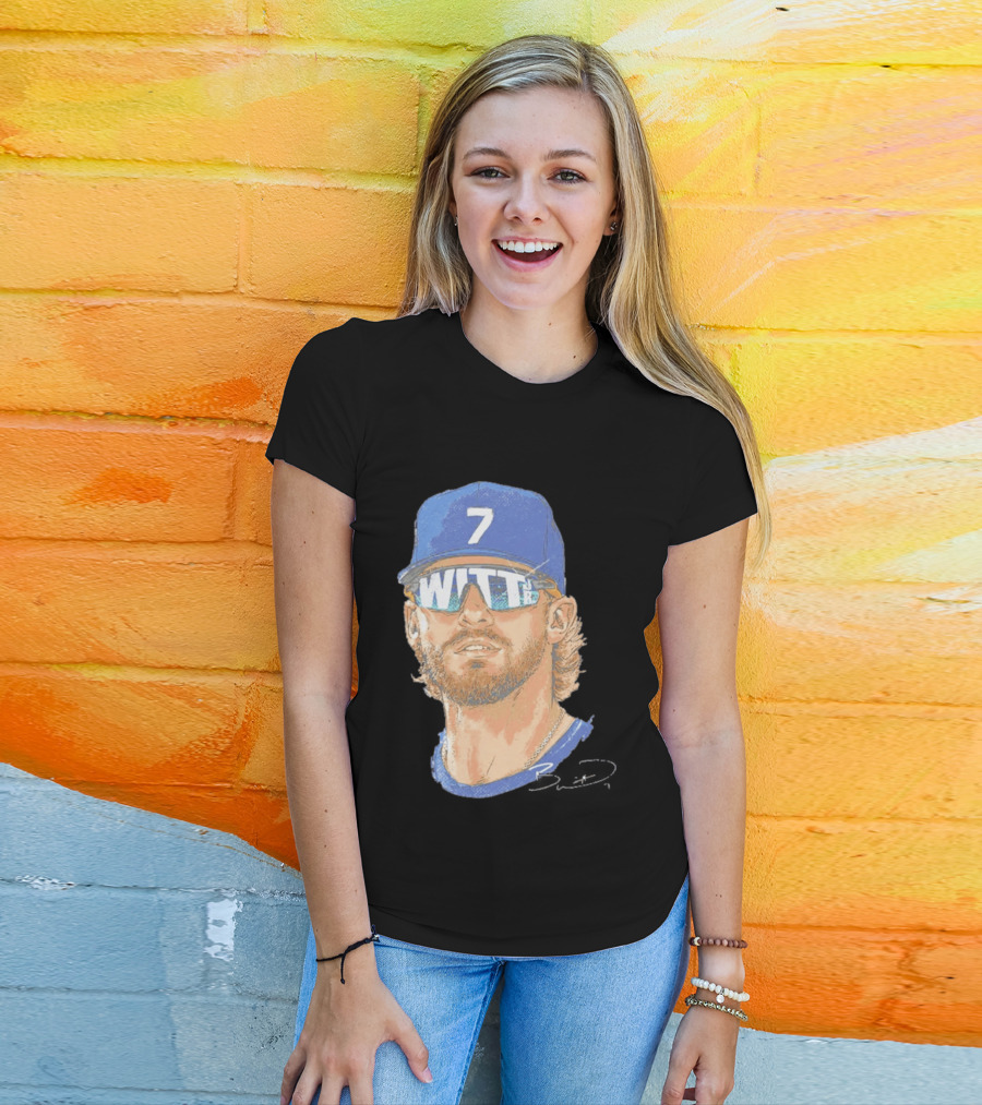 Bobby Witt Jr Kansas City Royals Sunglasses Blue Cap Number 7 T-Shirt