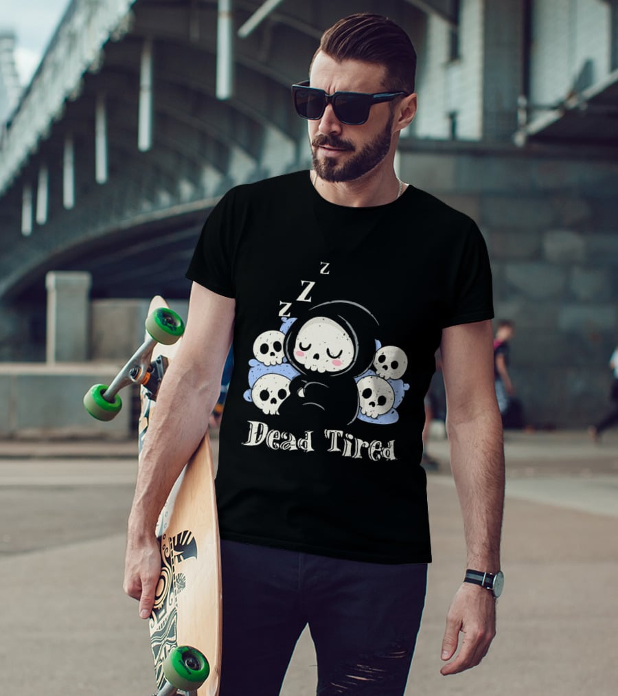 Grim Reaper Sleeping Among Skulls Dead Tired With ZZZ T-Shirt