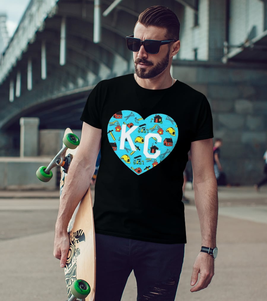 Habitat For Humanity Kansas City KC Heart With Tools And Houses T-Shirt