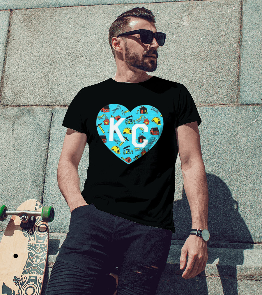 Habitat For Humanity Kansas City KC Heart With Tools And Houses T-Shirt