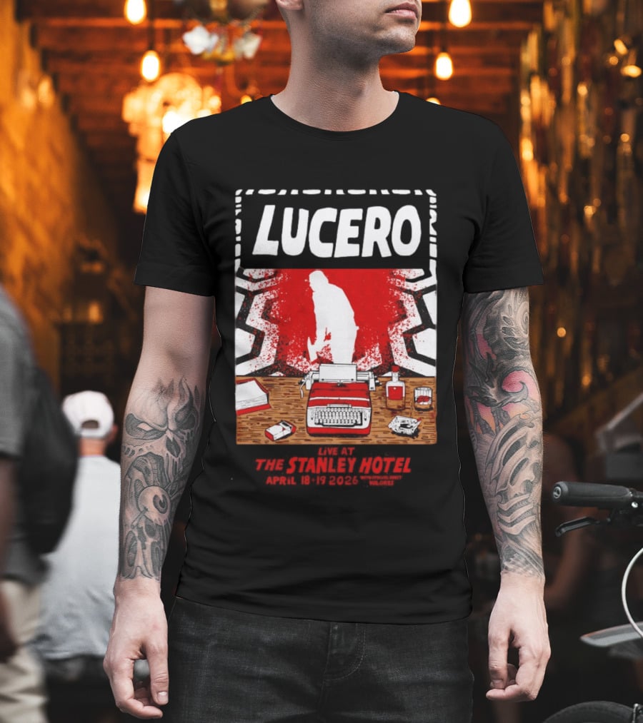 LUCERO Estes Park CO 2026 Red Typewriter Scene T-Shirt
