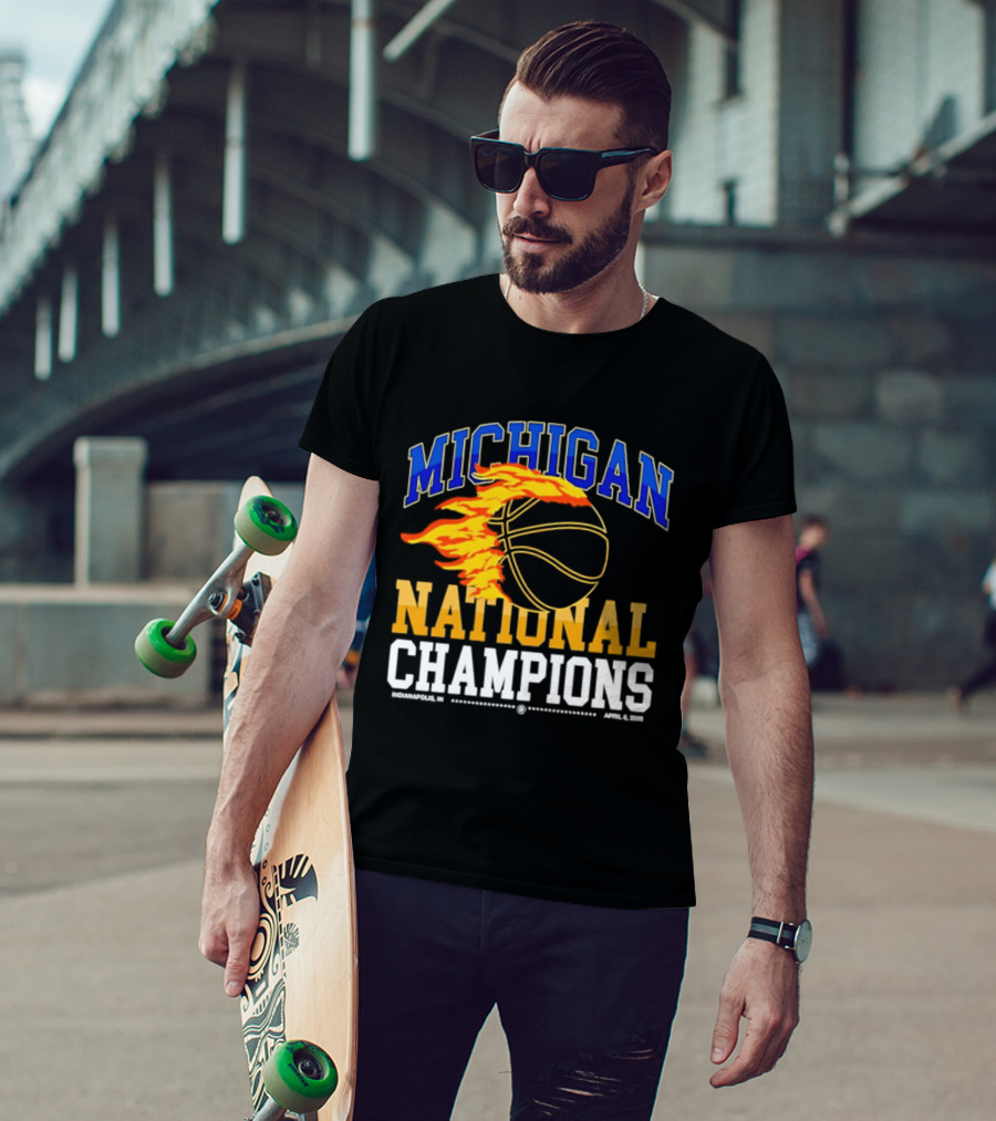 Michigan Basketball National Champions Fireball T-Shirt