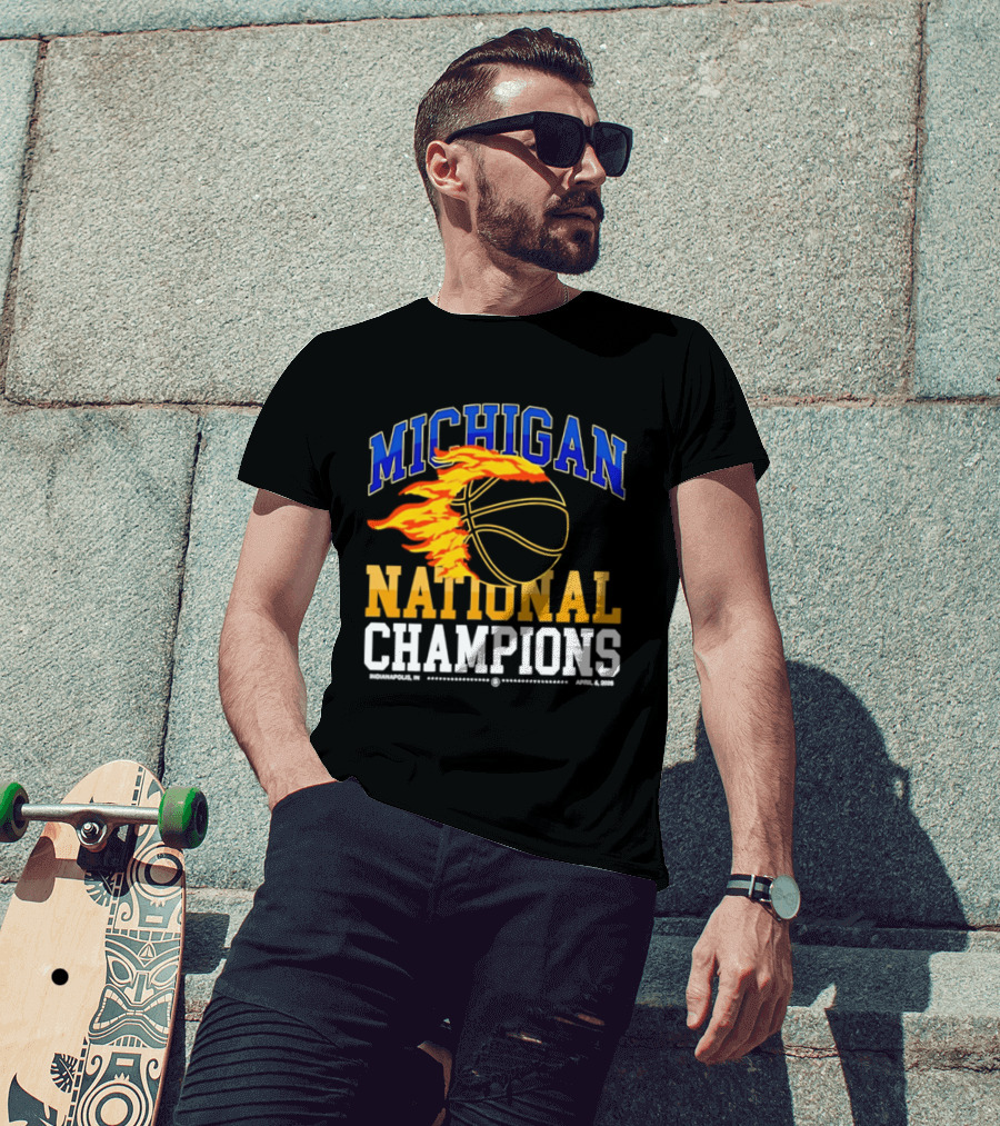 Michigan Basketball National Champions Fireball T-Shirt