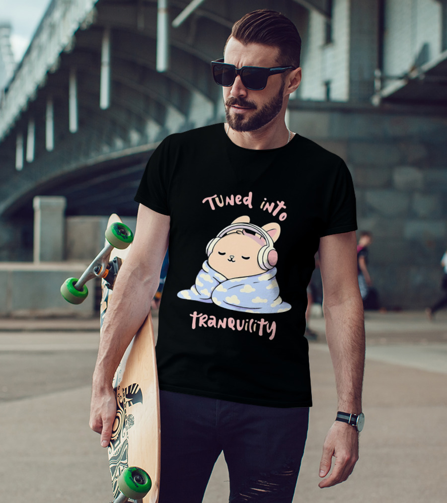 Tuned Into Tranquility Chill Bunny With Headphones T-Shirt