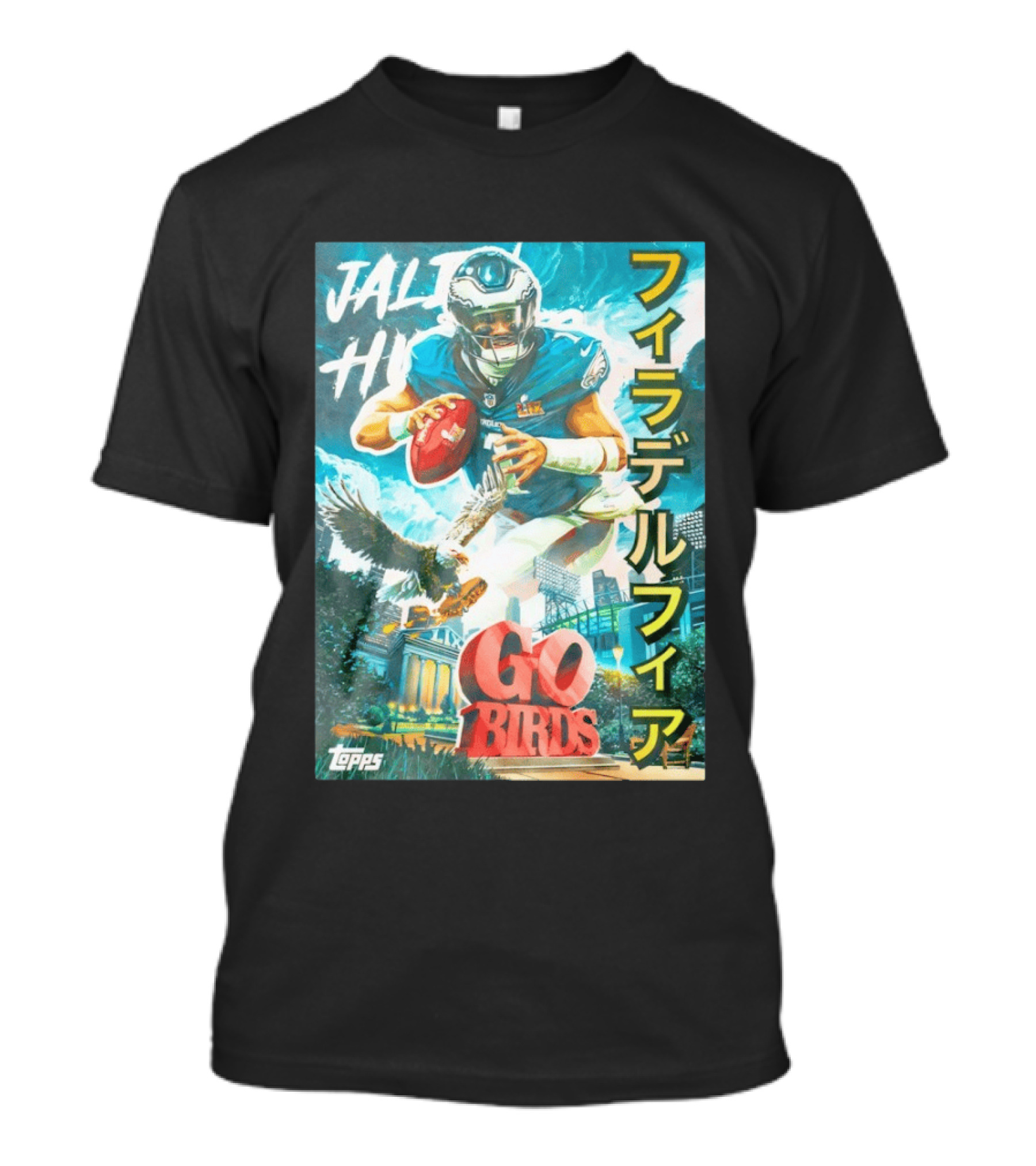 Jalen Hurts Philadelphia Eagles Go Birds Japanese Text Topps T-Shirt