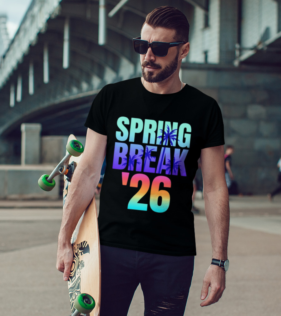 Spring Break '26 Sunset Palm Trees Ocean Vibes T-Shirt