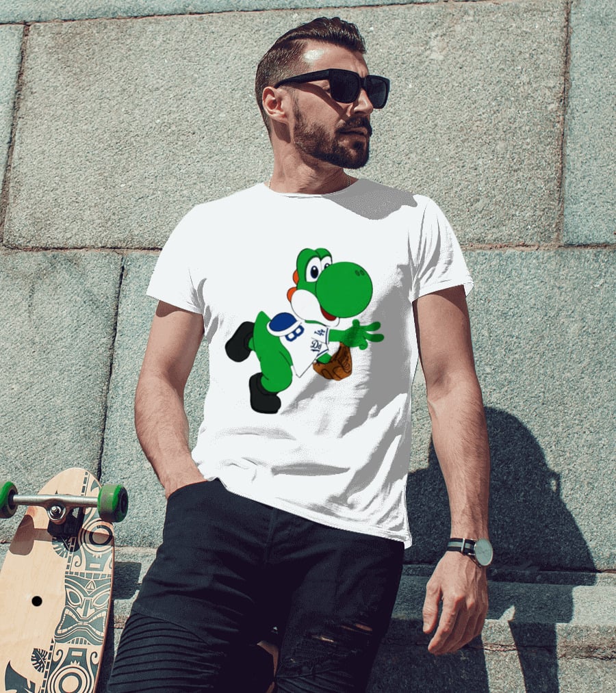 Los Angeles Dodgers Green Dinosaur Cartoon Character Toddler Staple T-Shirt