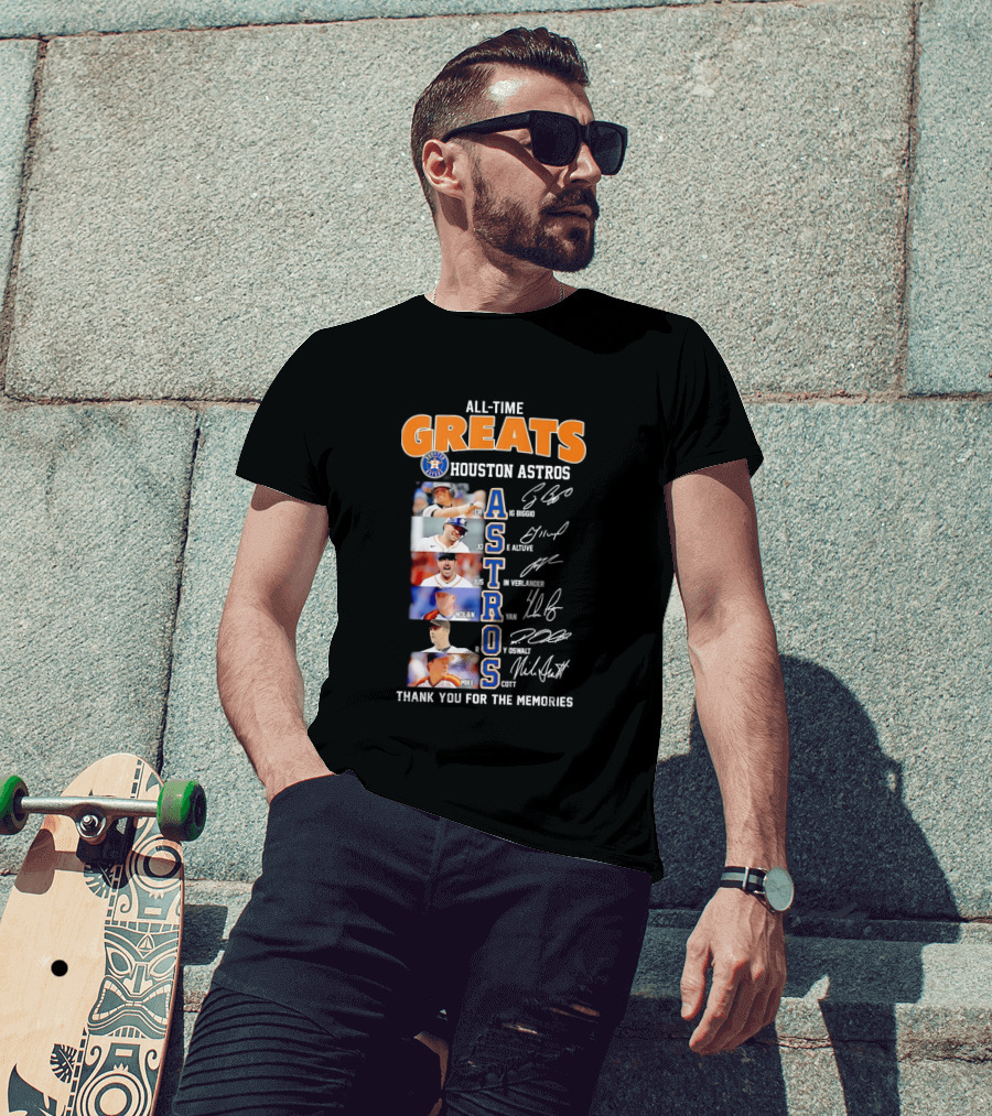 All Time Greats Houston Astros Names Signatures Thank You For The Memories T-Shirt