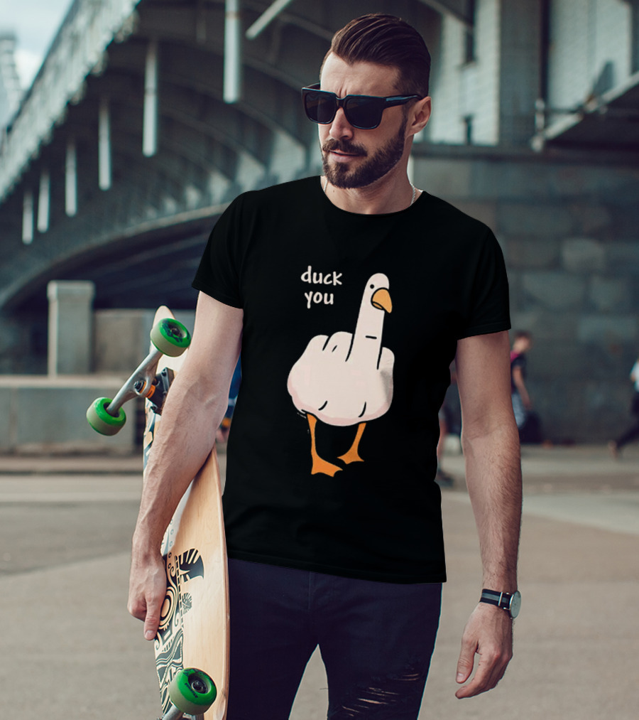Duck You Middle Finger Duck Cartoon T-Shirt