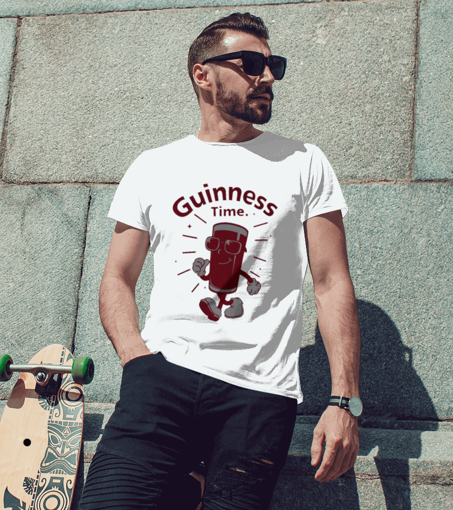 Guinness Time Walking Pint With Sunglasses T-Shirt
