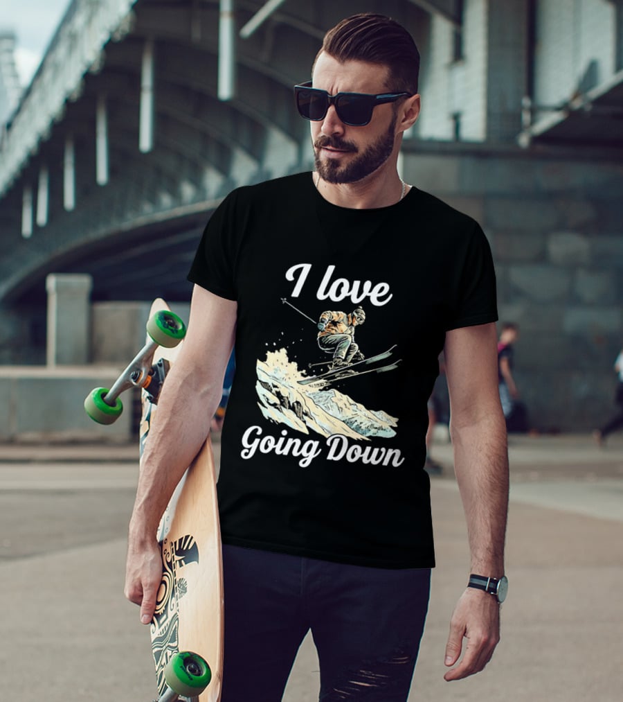 I Love Going Down Skiing Skier Jumping T-Shirt