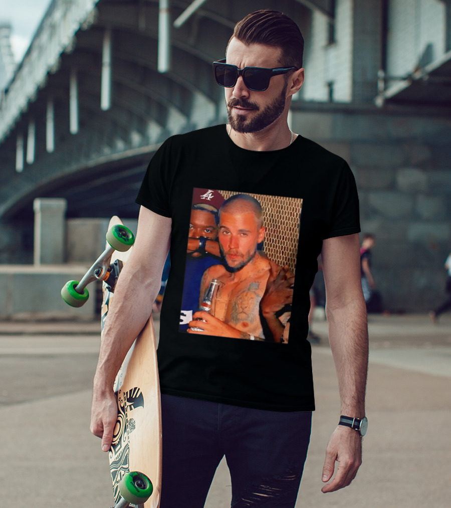 Justin Bieber Holding Beer Photo T-Shirt