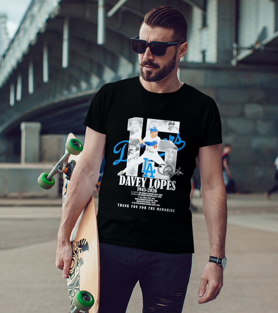 Davey Lopes Los Angeles Dodgers 15 1945 2026 Thank You White Blue T-Shirt