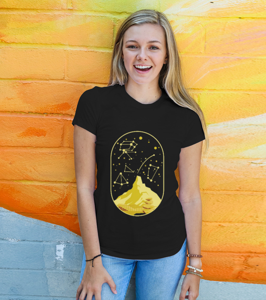 Cairn Minimalist Mountain Constellation Starry Sky T-Shirt