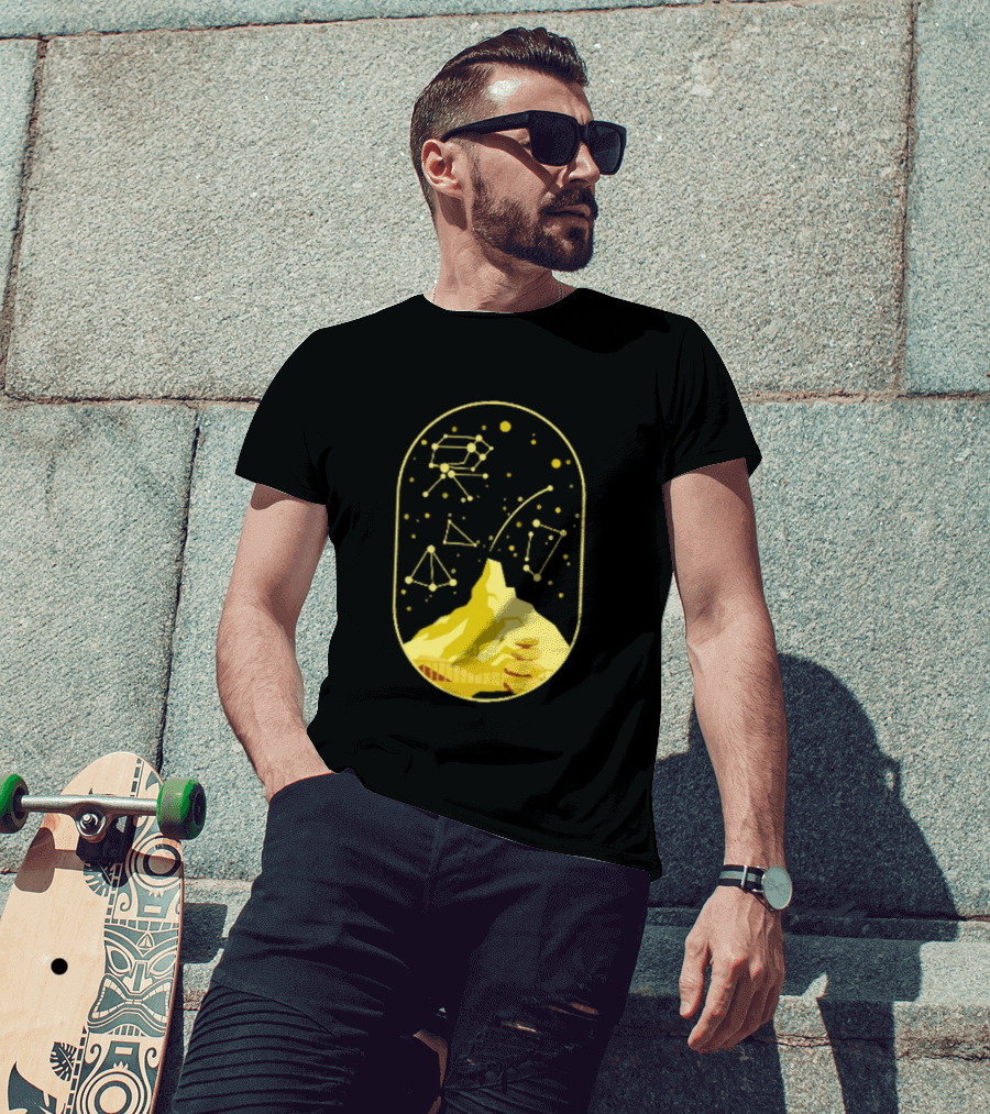 Cairn Minimalist Mountain Constellation Starry Sky T-Shirt