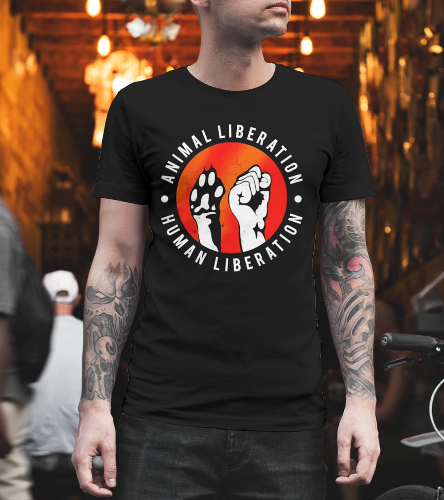 Animal Liberation Human Liberation Paw And Hand Raise T-Shirt