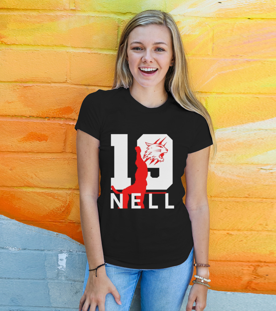NELL 19 Wildcat Silhouette With Red Figure T-Shirt