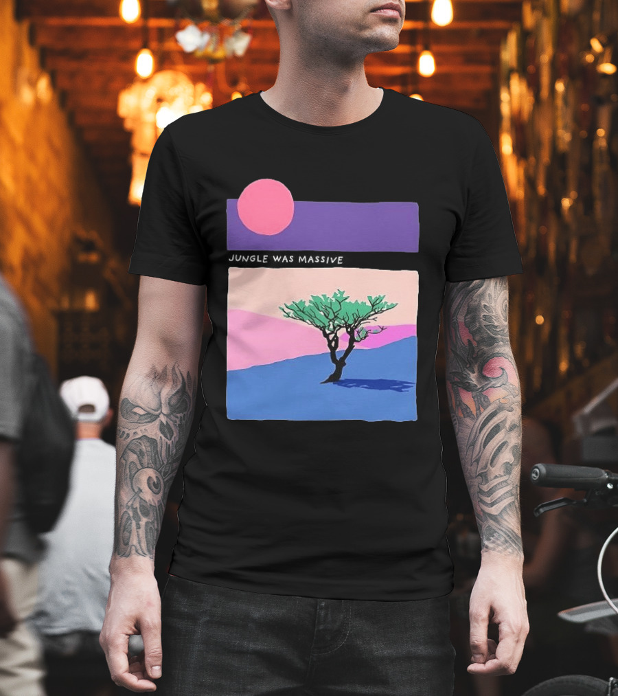 Jungle Was Massive Tree Vintage Sunset Aesthetic Nature Scene T-Shirt
