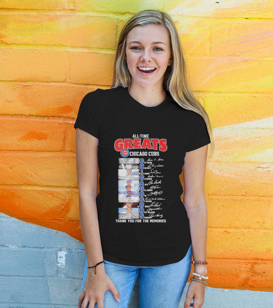 Chicago Cubs All Time Greats Legends And Signatures Thank You For The Memories T-Shirt