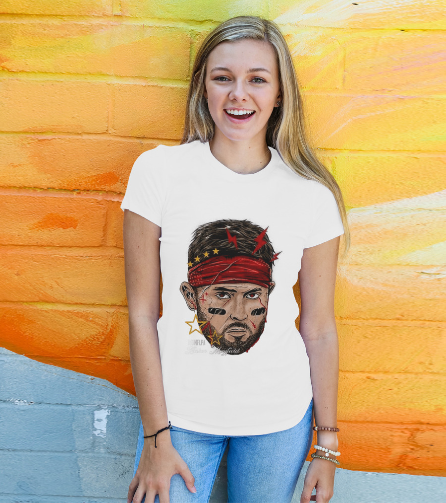 Baker Mayfield Red Bandana Star Lightning Face Paint T-Shirt