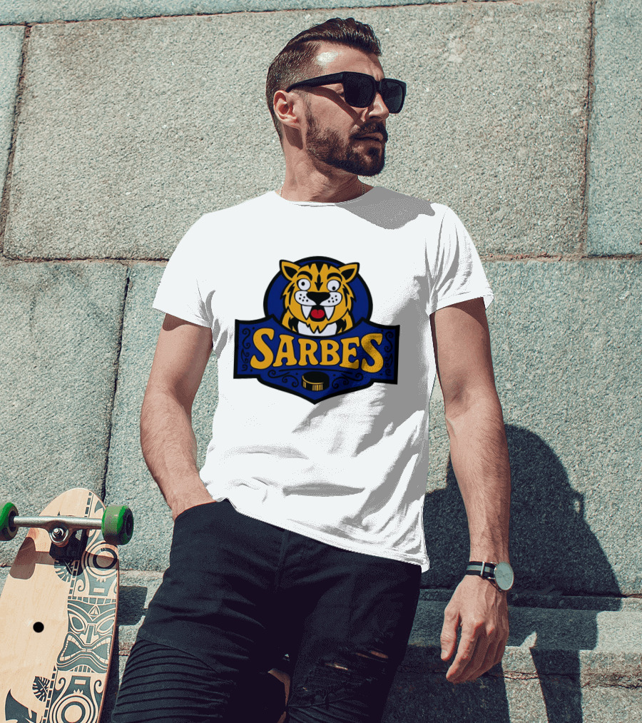 Buffalo Sarbes Hockey Tiger Mascot With Puck T-Shirt