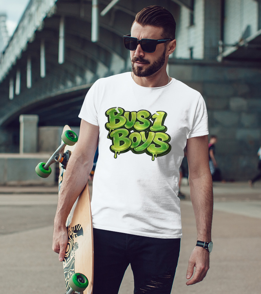 Bus 1 Boys Dripping Green Graffiti T-Shirt