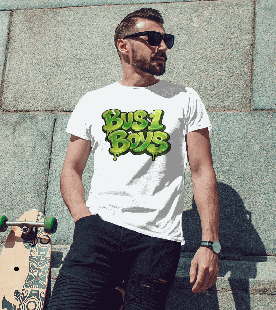 Bus 1 Boys Dripping Green Graffiti T-Shirt