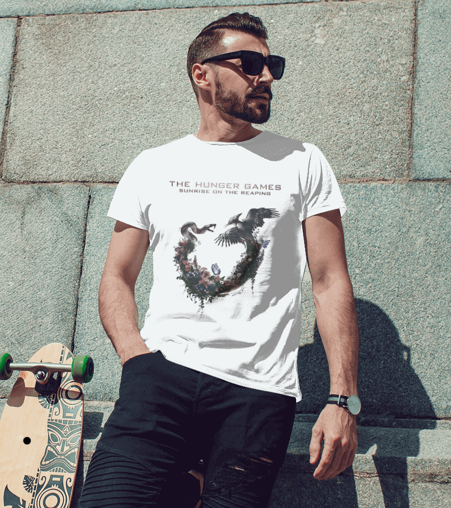 The Hunger Games Sunrise On The Reaping Snake And Bird Wreath T-Shirt