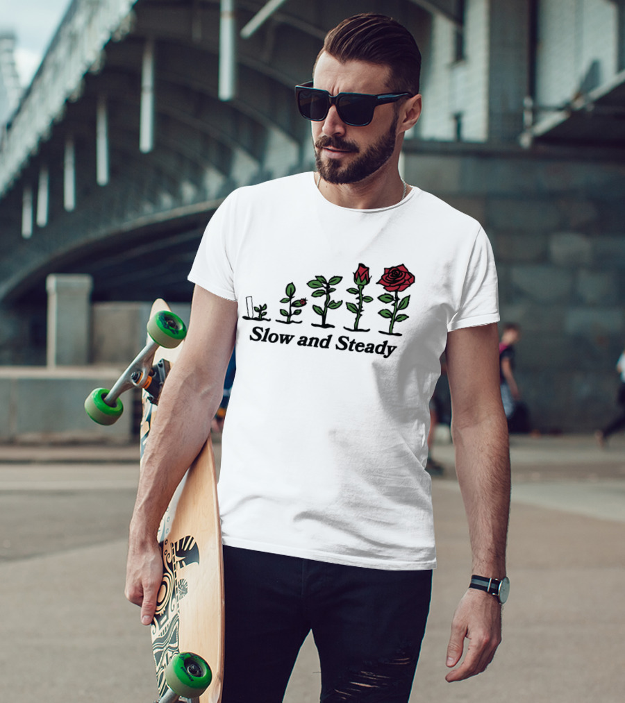 Slow And Steady Rose Growth Progression With Ladybug T-Shirt