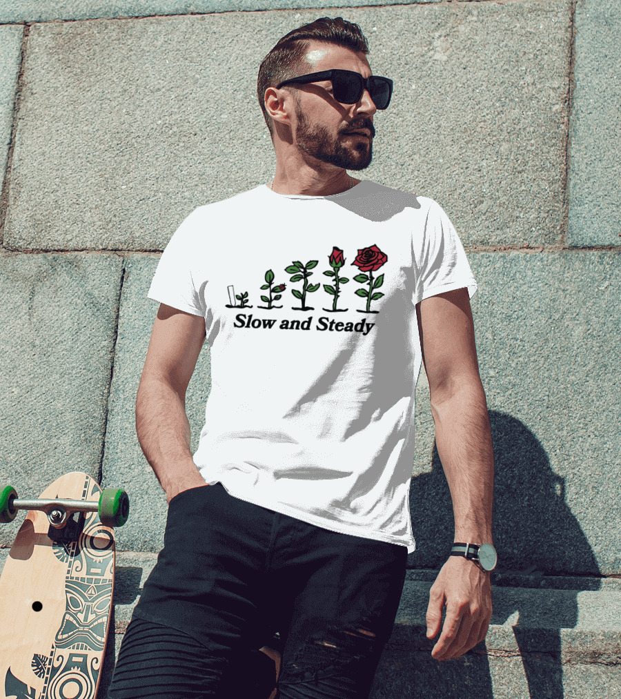 Slow And Steady Rose Growth Progression With Ladybug T-Shirt