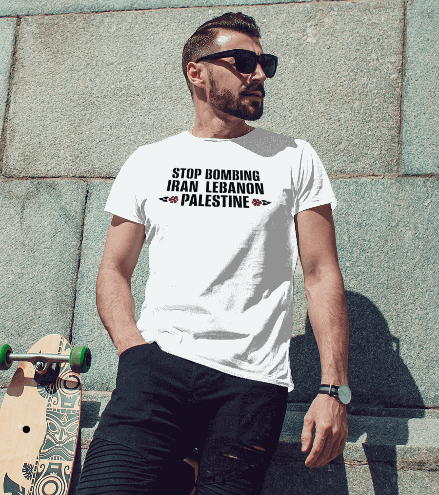 Stop Bombing Iran Lebanon Palestine Poppy Flowers T-Shirt